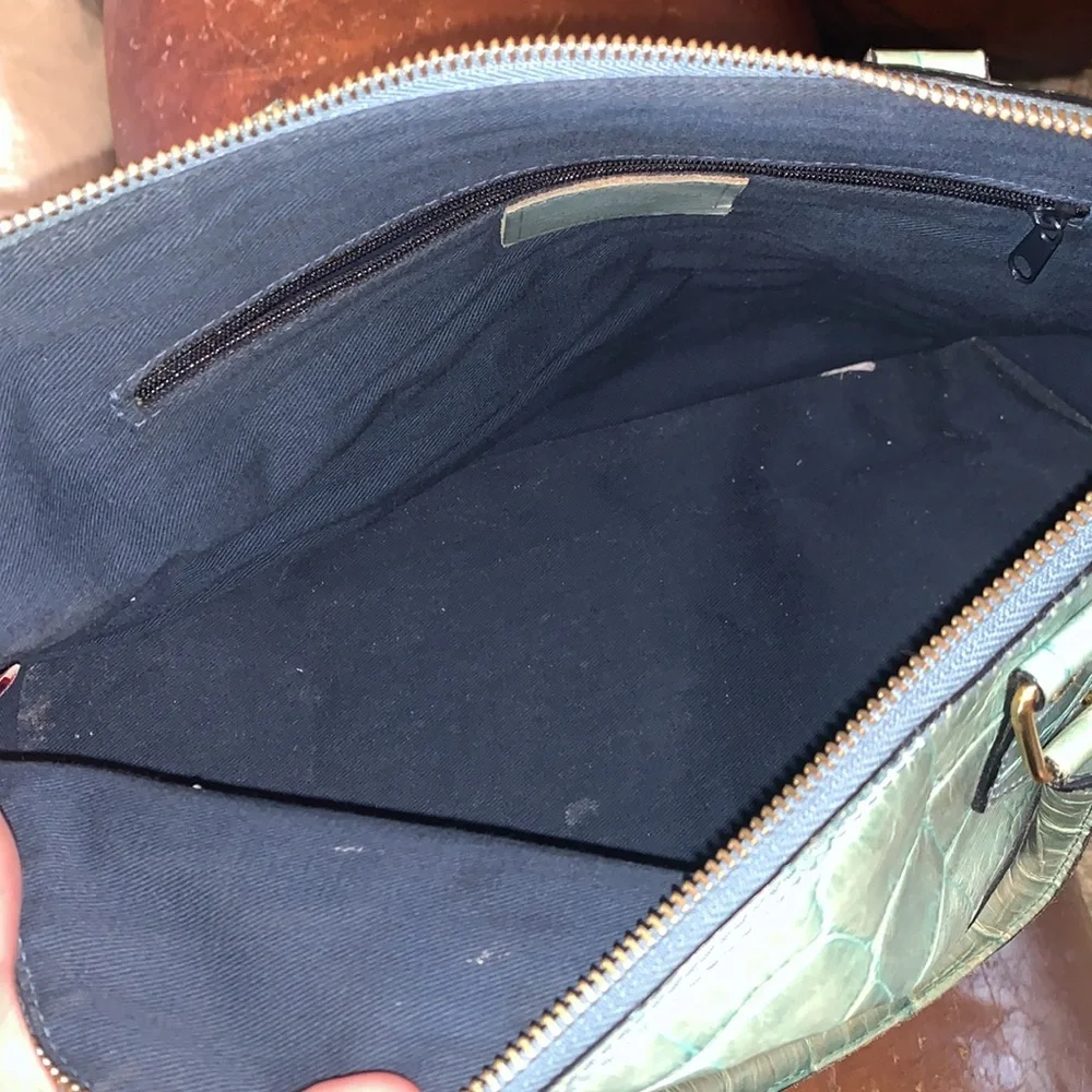 Vintage Dooney & Bourke Teal Croc-Embossed Leather Satchel - Picture 2 of 6